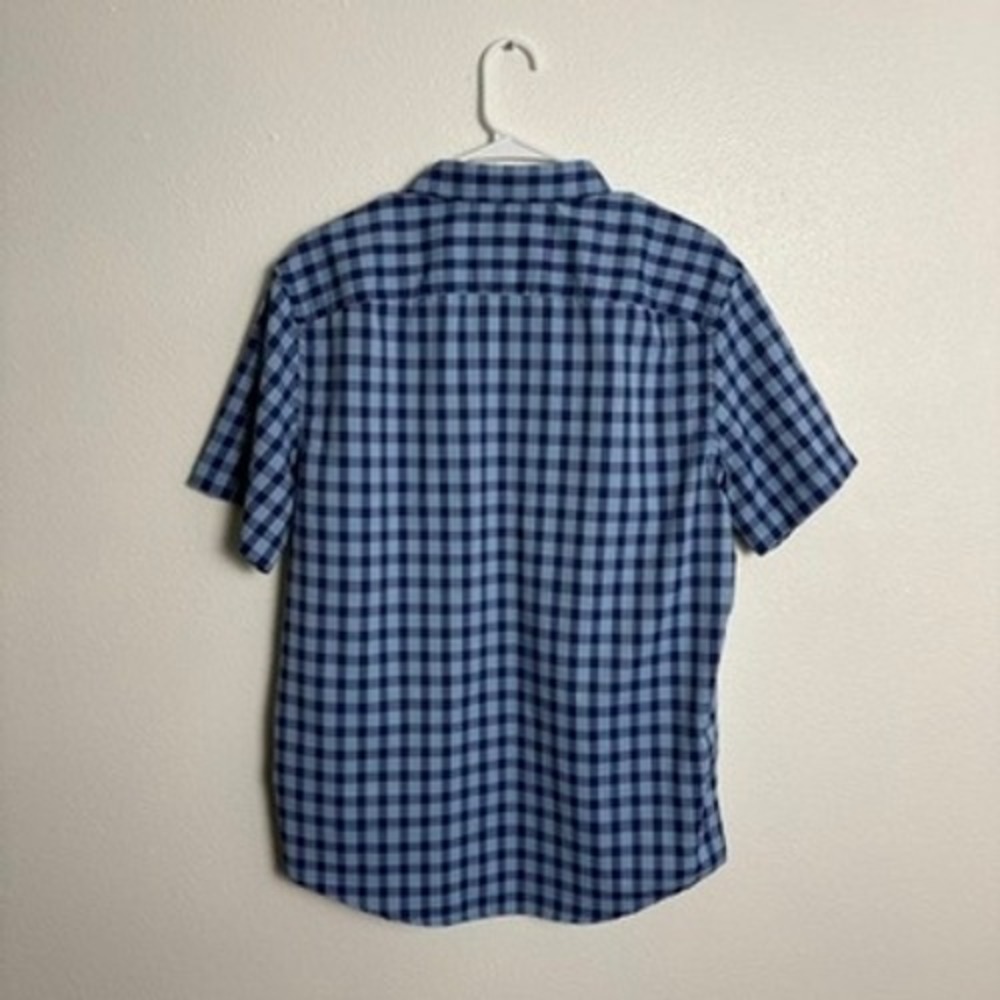 UNTUCKit Patton Blue Gingham Short Sleeve Button Down Shirt Slim Fit Large - Picture 5 of 8